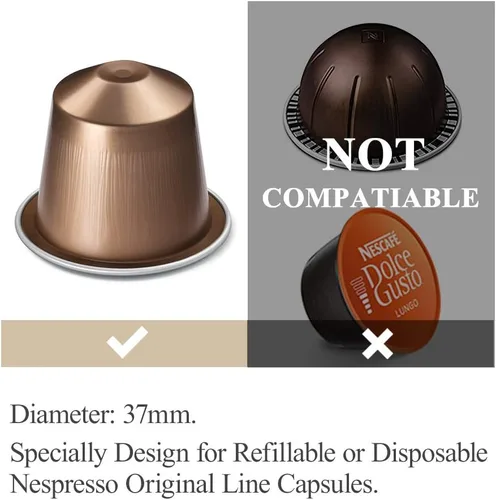 Vista 2 de RECAPS Tapas de aluminio para café expreso, sellados de aluminio, cápsulas reutilizables solo compatibles con cápsulas de café pequeñas de línea