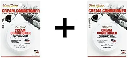 Unique Hot Glove - Guantes de béisbol y softbol de cuero acondicionador crema (paquete de 2)