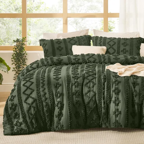 Vista 13 de Bedsure Juego de edredón con diseño de nudos estilo bohemio tamaño individual - Juego de ropa de cama de lino estilo bohemio, GentleSoft™ 2 piezas