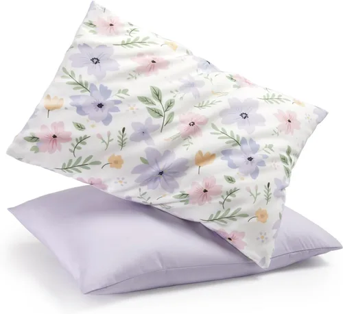 Vista 12 de TILLYOU Paquete de 2 fundas de almohada para niños pequeños con cierre de sobre, 13" x 18" de microfibra sedosa y suave, fundas de almohada de viaje