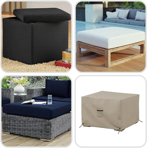 Vista 8 de Covers & All Funda otomana para exteriores, funda otomana impermeable de 12 onzas con propiedades resistentes a los rayos UV, funda cuadrada