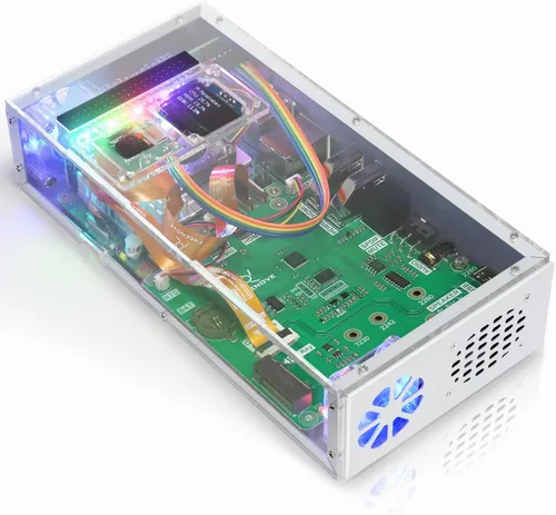 Vista 9 de Freenove Kit de carcasa de PC para Raspberry Pi 5 con ventilador de refrigeración, SSD M.2 NVMe de 128 GB 800 MB/s, cámara de 5 MP, pantalla OLED