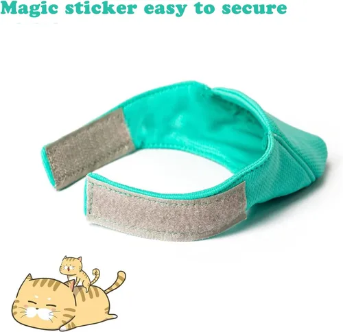 Vista 5 de Bozal para gatos con malla transpirable, bozal protector bucal para evitar mordeduras, masticar, aseo, antiarañazos (L, verde)