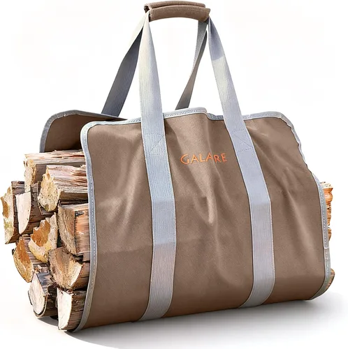 Transportador de madera para leña con asas, bolsa honda plegable de lona de 16 onzas para leña, bolsa de transporte de troncos pesados de calidad