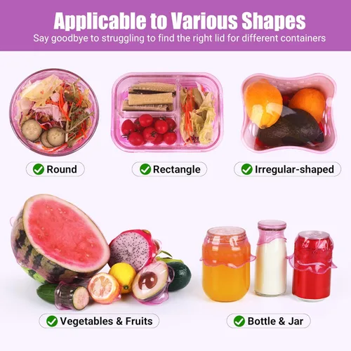 Vista 2 de Tapas elásticas de silicona para almacenamiento de alimentos en el refrigerador, fundas elásticas reutilizables para tazas, latas, tarros
