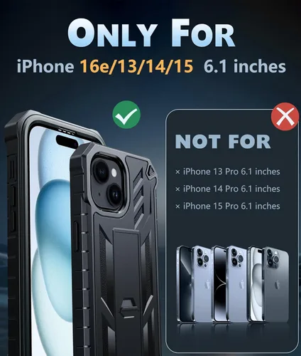 Vista 2 de FNTCASE Funda para iPhone 15: funda para iPhone 13, 14 y 16e, de grado militar, protección rígida a prueba de golpes, funda protectora rígida