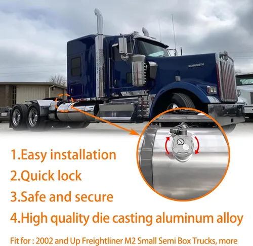 Vista 4 de Fokes Tapa de Combustible Diésel con Bloqueo de 2 3/8" Compatible con Freightliner M2 Camiones Semi de Caja Pequeños Tanque de Combustible, Tapa