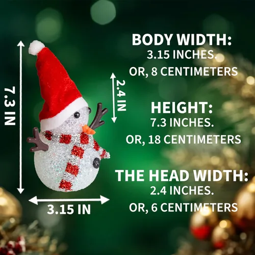 Vista 2 de YAKii Adornos de Navidad de 18.5 cm, lámpara de muñecos de nieve LED con cambio de color con sombrero y bufanda coloridos, pieza central