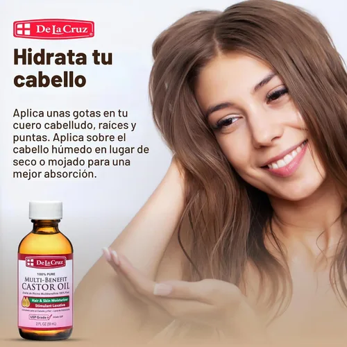 Vista 5 de De La Cruz Aceite de ricino puro hidratante para cabello y piel, 2 onzas líquidas (paquete de 3)
