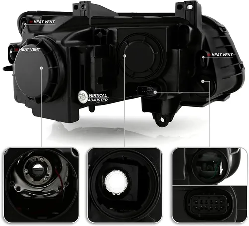 Vista 3 de ACANII - Para [tipo halógeno] 2011-2023 Chrysler 300 Negro LED DRL Faros Faros Faros Par Par Izquierdo+Derecho