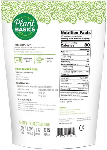 Vista 2 de Plant Basics - Proteína vegetal abundante, trozos sin sabor, 1 libra, condimento a base de plantas, como el jamón, 2 onzas, sin OMG, sin gluten