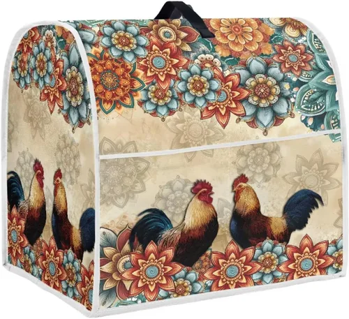 Vista 48 de Birds Flower Pattern Kitchen Aid Mixer Cover, Food Processor Cover with Top Handle and Storage Pocket, Dust Cover for Kitchen Stand Mixer or Coffee