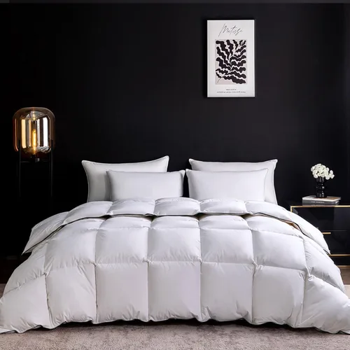 Vista 7 de Ousidan - Edredón de plumas de ganso de fibra de plumón tamaño California King, 100% algodón orgánico, inserto para edredón, ropa de cama de lujo