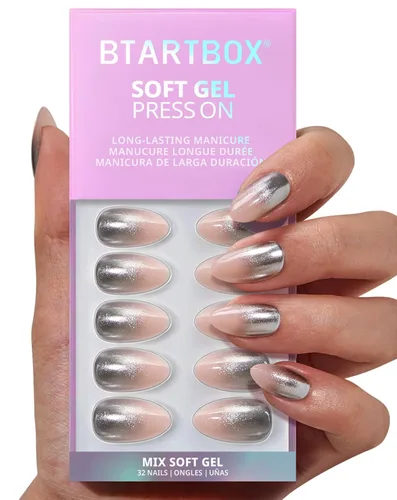 Vista 11 de BTArtbox Uñas Postizas Blancas Cortas a Presión - Uñas Postizas de Gel Suave en Forma de Almendra, Uñas Blancas con Pegamento para Uñas, Uñas