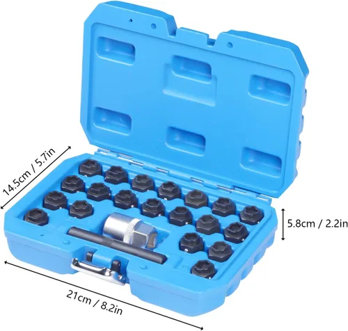Vista 2 de Juego de 22 piezas de herramienta de extracción de tuerca de bloqueo de rueda, juego de llaves de tuerca de bloqueo de rueda con accionamiento