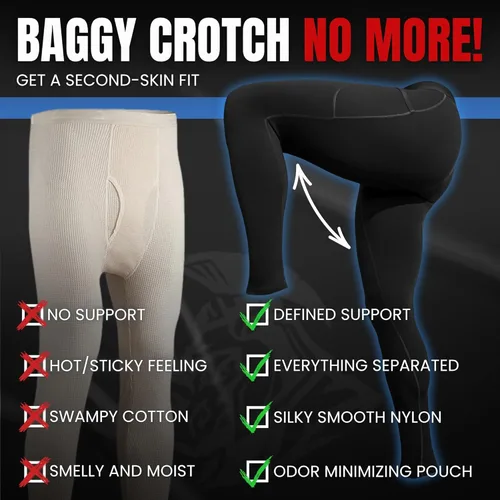 Vista 6 de RM Real Men ABCD Pouch Compression Pants - 1, 2 and 3 Pack, Mens Leggings, Yoga Pants, Tights, Base Layer Men Cold Weather