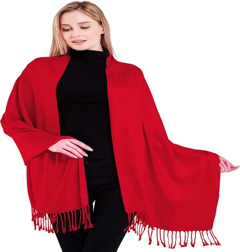 Vista 23 de CJ Apparel Solid Color Tassels Design Nepalese Shawl Seconds Scarf Wrap Stole Throw Head Wrap Pashmina Hand Made in Nepal Amarillo ámbar