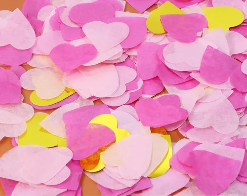 Vista 3 de ONLYKXY 4000 piezas de papel de seda, confeti de flores, confeti, forma de corazón, pétalos, mesa de confeti, decoración de boda, confeti