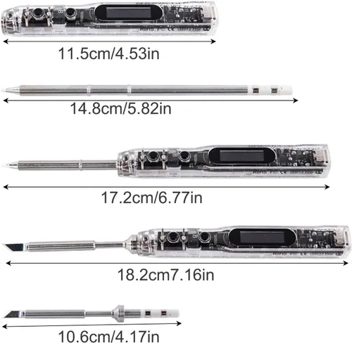 Vista 5 de Kit de soldador con pantalla digital, carcasa transparente °C/℉ interruptor de soldadura con punta de soldadura, mini herramienta de soldadura