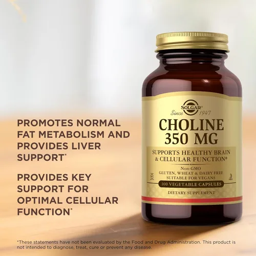 Vista 5 de Solgar Choline 350 mg - 100 Vegetable Capsules - Non-GMO, Vegan, Kosher - 100 Servings