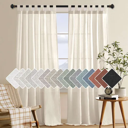 Vista 77 de H.VERSAILTEX Cortinas texturizadas de lino con filtro de luz para sala de estar, tratamiento de ventanas, cortinas naturales y duraderas con *Angora