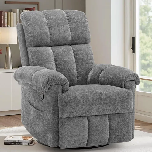 Vista 14 de Korser Silla reclinable, silla reclinable giratoria para adultos, reclinables pequeños para espacios pequeños, silla reclinable manual con bolsillos