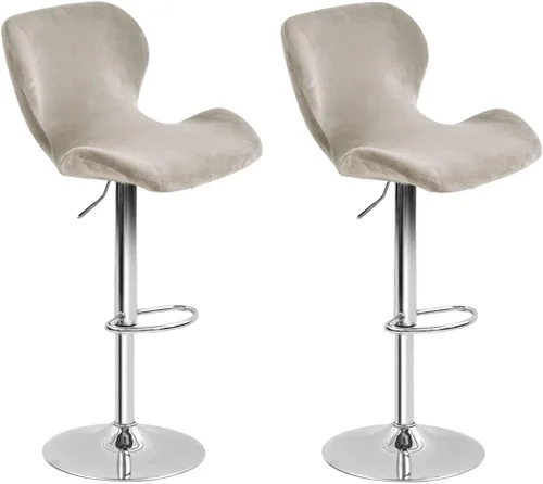Vista 24 de Paquete de 2 fundas para sillas de bar de altura de mostrador, fundas giratorias de terciopelo para taburetes de bar, fundas elásticas para sillas