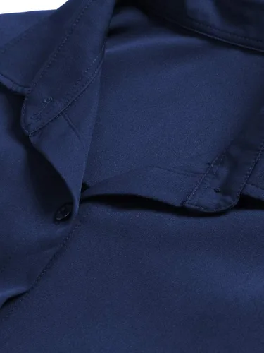 Vista 7 de VERWIN Vestido largo de manga larga para mujer holgado elegante con botones con bolsillos y cinturones Azul