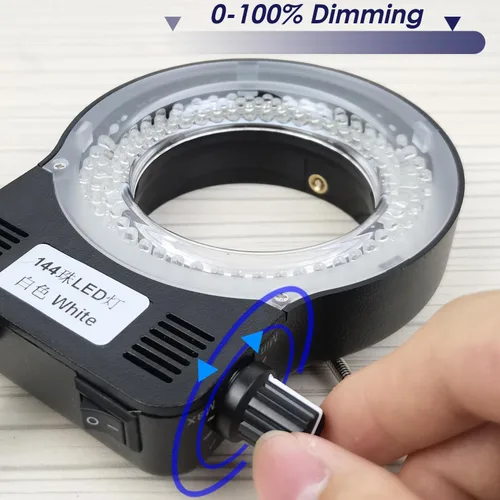 Vista 4 de Iluminador de luz de anillo LED para microscopio, 144 burbujas LED para laboratorio monocular binocular trinocular estéreo microscopio cámara