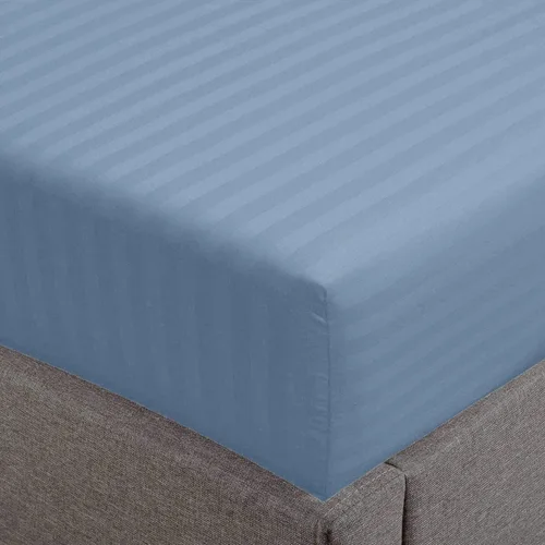 Vista 12 de Feather & Stitch - Sábana bajera ajustable de 100 % algodón, tejido satinado de damasco, transpirable a rayas, sábana elástica para colchón de 18