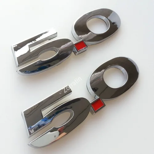 Vista 6 de 2 unidades (par) de placa de emblema para salpicadero lateral de puerta de 5.0 litros para Ford Mustang F150 GT - Negro completo (sin punto rojo)