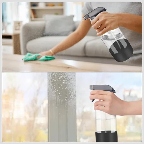 Vista 6 de Worldgsb Paquete de 2 botellas de vidrio con funda de silicona, recipientes vacíos recargables de 16 onzas con boquillas de pulverización