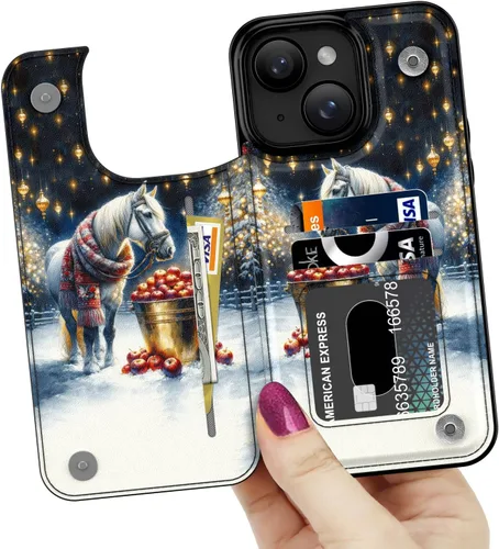 Vista 717 de LETO para iPhone 15 Pro Funda tipo cartera - Tapa tipo folio con patada - Diseños de moda - Tarjetero - Funda protectora para mujeres y niñas - 6.1