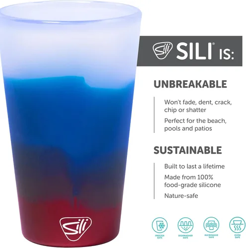 Vista 2 de Silipint Vaso de pinta de silicona de 16 oz – Vaso reutilizable irrompible sin BPA de silicona – Apto para lavavajillas, microondas y congelador