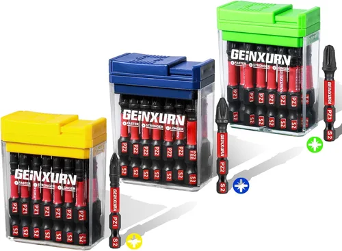 Vista 28 de Juego de brocas de impacto cuadrado Geinxurn, 45 piezas 2" magnéticas (SQ1/SQ2/SQ3) S2 de acero bits multi-conductor con caja de almacenamiento