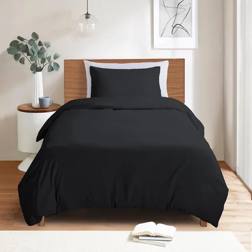 Mejoroom - Juego de funda de edredón negro para cama individual - Juegos de ropa de cama suaves y transpirables para cama individual con cierre de