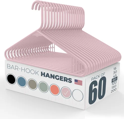 Vista 22 de Perchas de plástico fuertes hechas en Estados Unidos a granel, 20, 30, 50, 100 unidades, disponibles, para ropa de lavandería, perchas de plástico