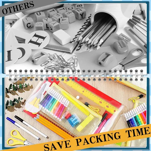 Vista 3 de PerKoop 24 juegos de regreso a suministros Kit a granel incluye cuadernos reglas para K-12 Essentials