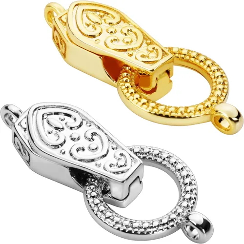 OHINGLT - Cierres magnéticos plegables para collares y cierres 18K dorado y plateado en latón con convertidor de imán de bucle para hacer pulseras