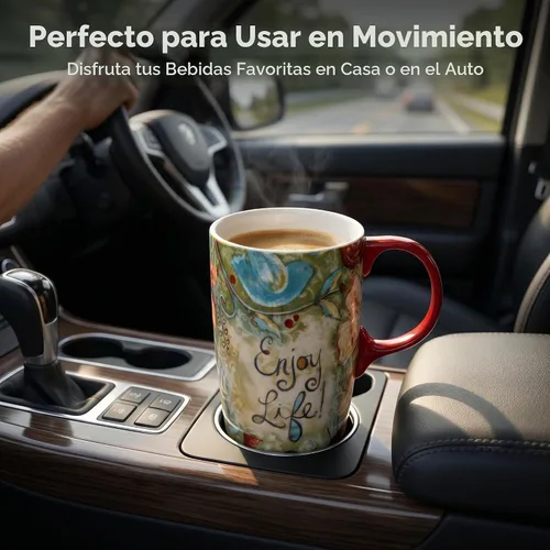 Vista 9 de DUSVALLY Taza de viaje de cerámica de 17 onzas con tapa y asa, taza de café 17oz