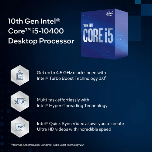 Vista 3 de Intel Core i5-10400 Procesador de escritorio 6 núcleos hasta 4.3 GHz LGA1200 (chipset Intel serie 400) 65W, número de modelo: BX8070110400