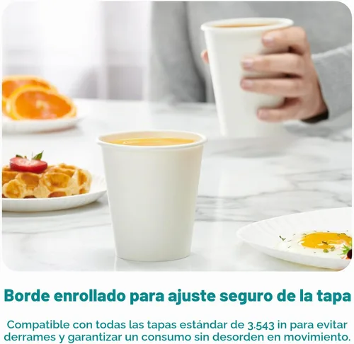 Vista 5 de GUSTO Vasos de papel blanco desechables de 12 oz [100 unidades] Tazas de café caliente
