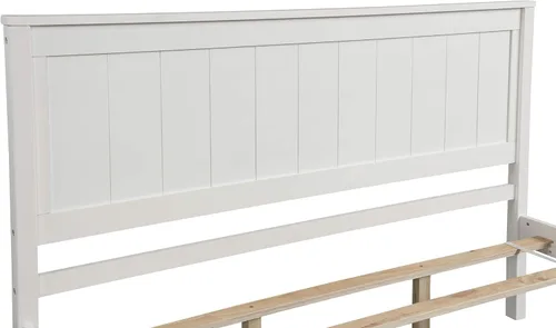 Vista 64 de Harper & Bright Designs Base de cama individual con cabecero y estribo, cama de plataforma de madera tamaño individual con soporte de listones