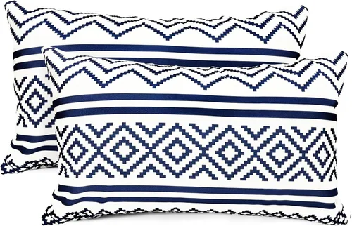 Vista 74 de Juego de 2 fundas de almohada decorativas negras boho 16x16 pulgadas, fundas de almohada de lino modernas estilo bohemia campestre para exteriores