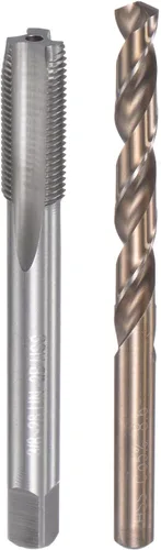 Vista 8 de uxcell 3/8-16 UNC Straight Flute Thread Tap y 0.311 in Twist Drill Broca Set, M35 Cobalto de alta velocidad Máquina de acero roscado Herramienta