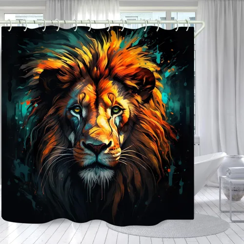 Vista 33 de LYFANS Cortina de Ducha para Baño con Diseño de Escalope de Playa 3D, Cortinas de Ducha Estándar para Bañera Lujosas, Cortinas de Ducha de Tela