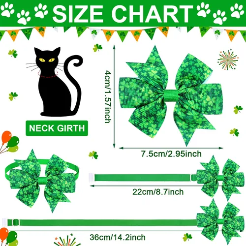 Vista 2 de 40 pajaritas para el día de San Patricio para perros gatos corbatines básicos para cachorros accesorios para el cuello del gatito para festivales