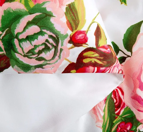 Vista 7 de DaDa Bedding - Juego de funda de edredón con diseño floral de rosas románticas, precioso jardín de primavera rosa con fundas de almohada, flores