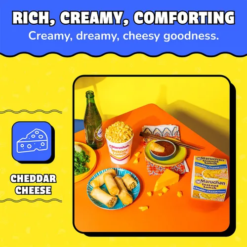Vista 4 de Maruchan Fideos Ramen Instant Lunch con sabor a queso cheddar, sopa de fideos instantáneos estilo japonés, comida rápida y fácil, taza de 2.25