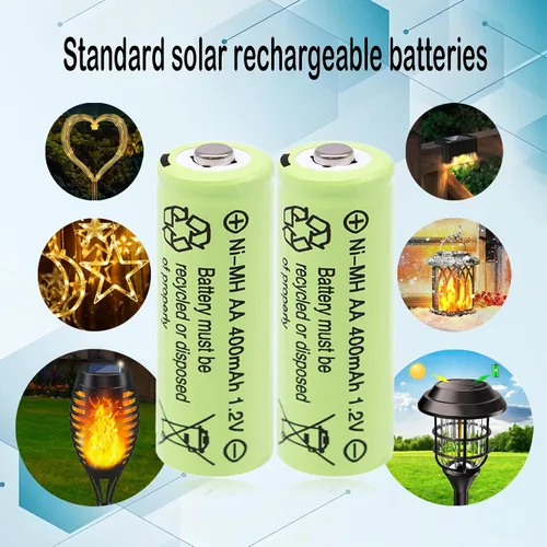Vista 3 de Doble A 1.2 voltios 400 mAh NiMH recargables AA pre-cargadas baterías solares para luces decorativas al aire libre, luz de asta de bandera, mouse